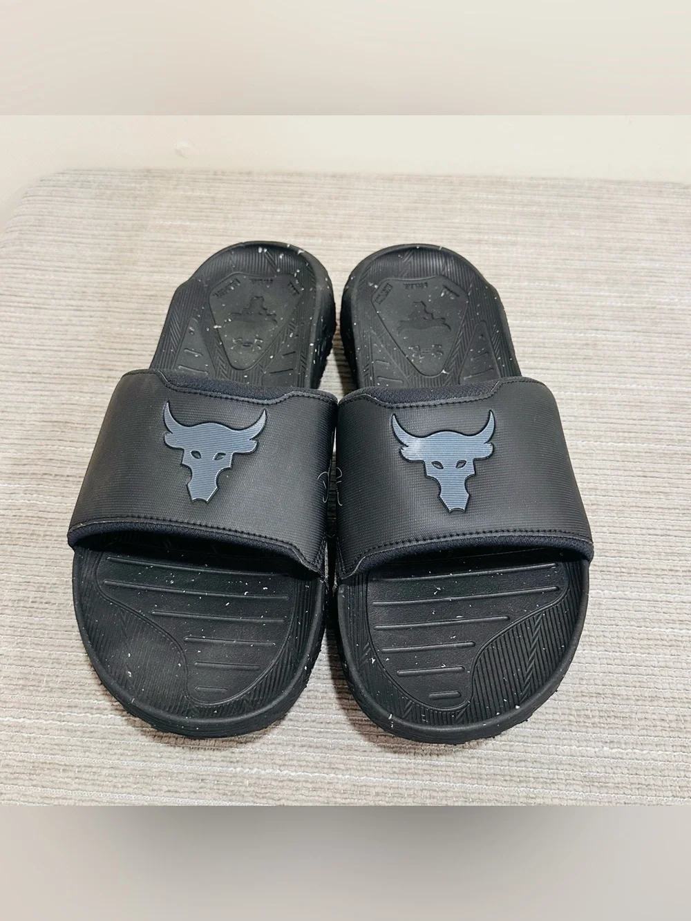 Under Armour Project Rock 3 Slides Men Size 15 US Black Sandals Dwayne Signature